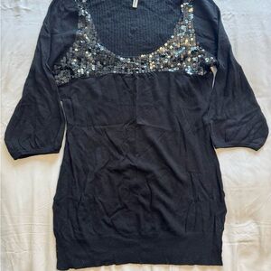Flounce Black Sequin Blouse